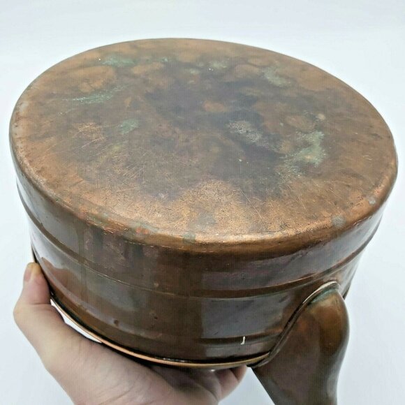 Large Copper Stovetop Tea Kettle Wooden Handle 7 inch Coffee Pot Wood Stove VTG - Picture 8 of 11